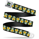 SpongeBob SquarePants Logo Full Color Black/Blues Seatbelt Belt - SpongeBob Handsome Squidward Pose Blocks Flip Black/Green Webbing