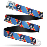 TED LASSO Title Logo Full Color Blue/White Seatbelt Belt - Ted Lasso AFC Richmond Logo Stripe Blue/Yellow/Red Webbing