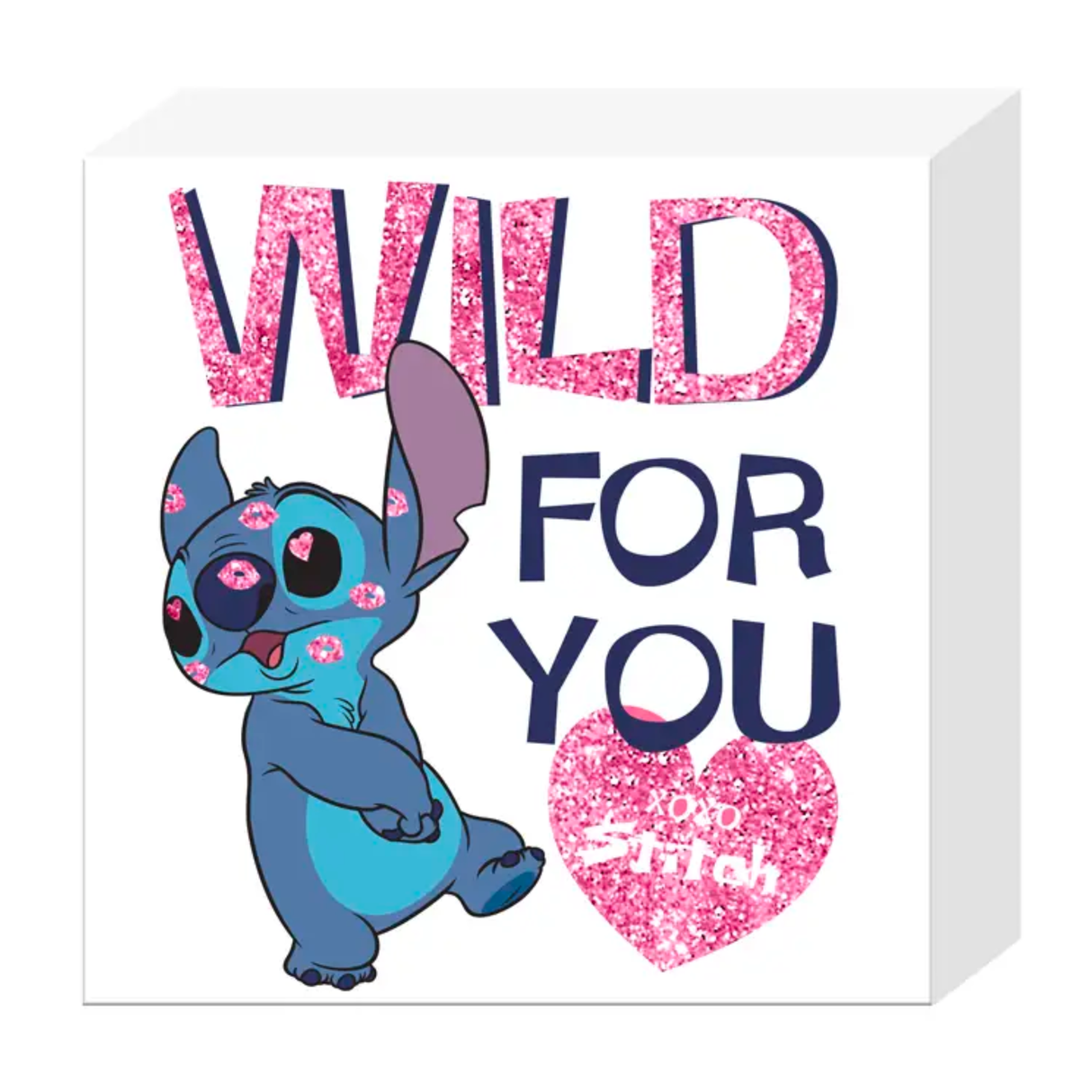 Lilo and Stitch Wild Glitter 6" x 6" x 1.5" Box Wall Sign