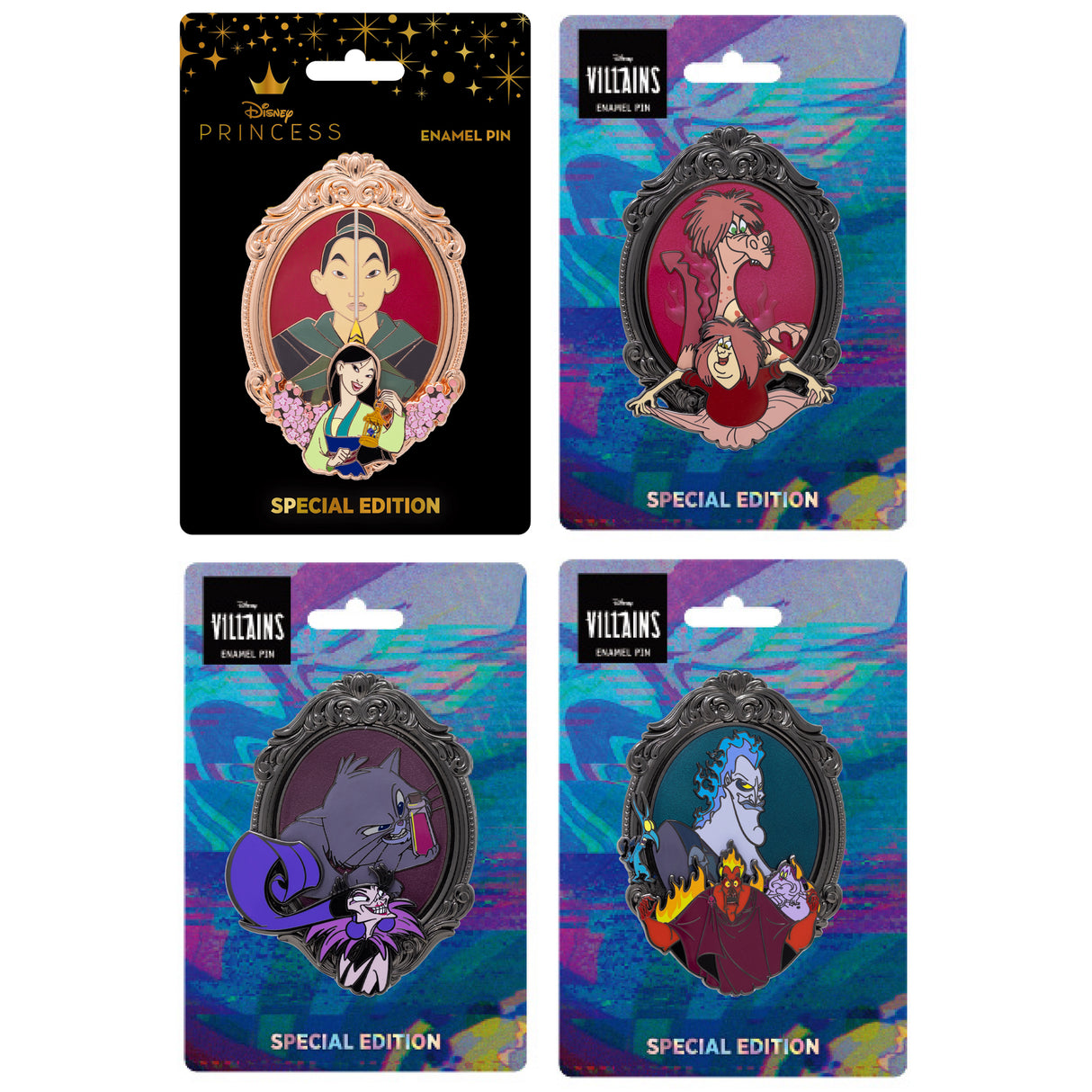 Disney Transformations Series Mulan, Hades, Mim, and Yzma 3" Collectible Pin on Pin Special Edition 300 - PREORDER