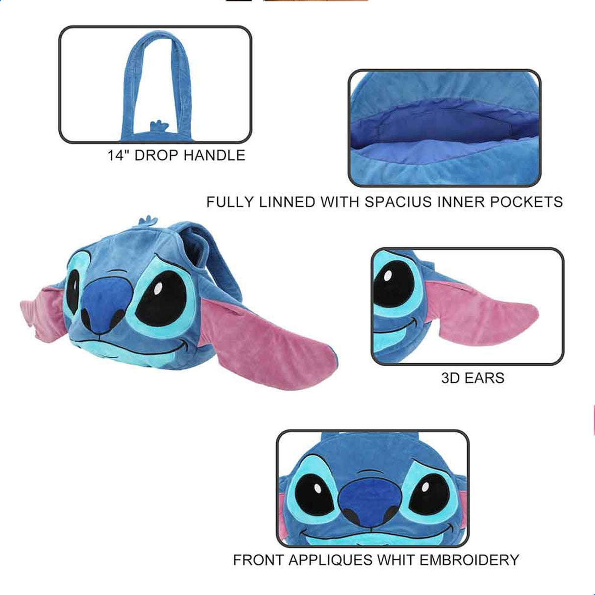 Disney Stitch Plush Tote Bag