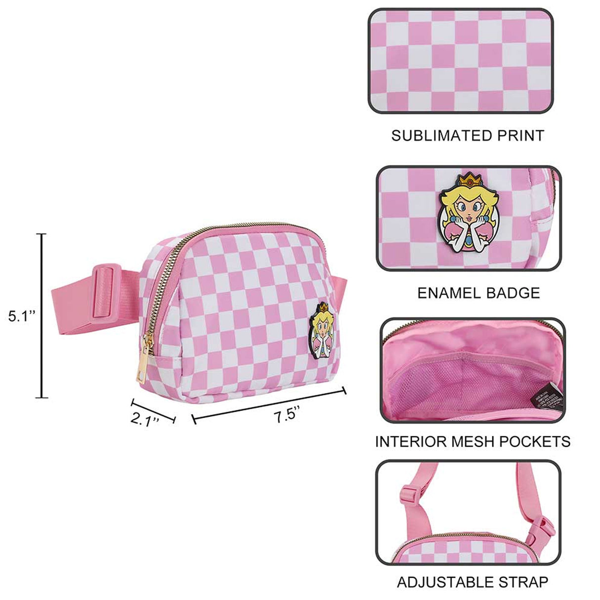 Super Mario Princess Peach Travel Fanny Pack