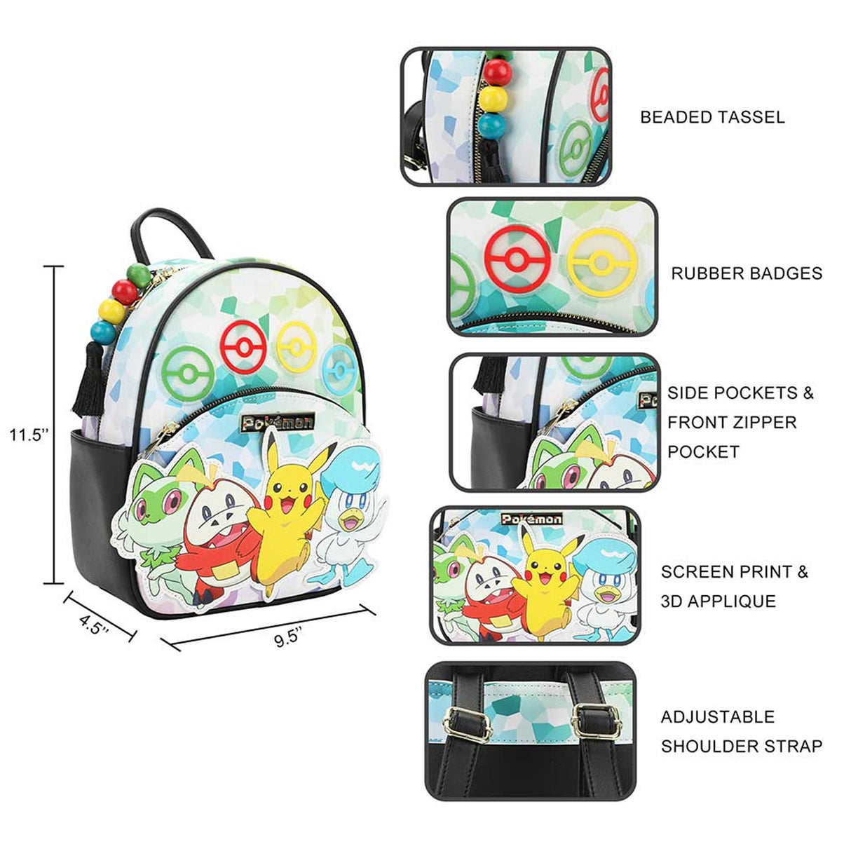 Pokemon Pikachu 3D Applique Mini Backpack