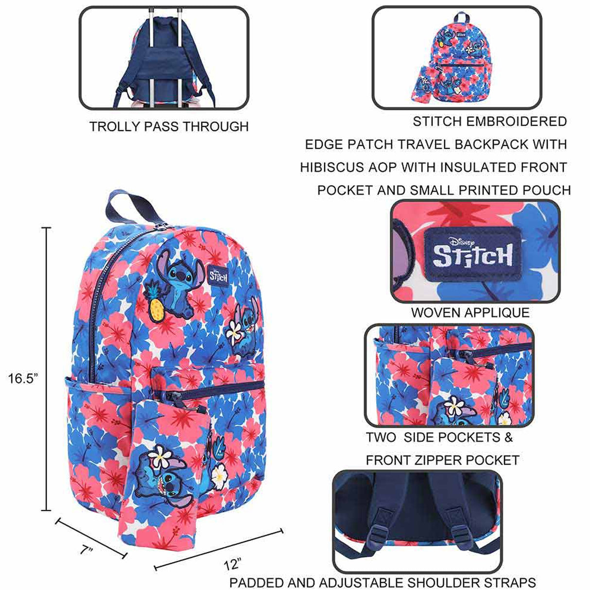 Disney Stitch Travel Youth Pouch & Backpack Set