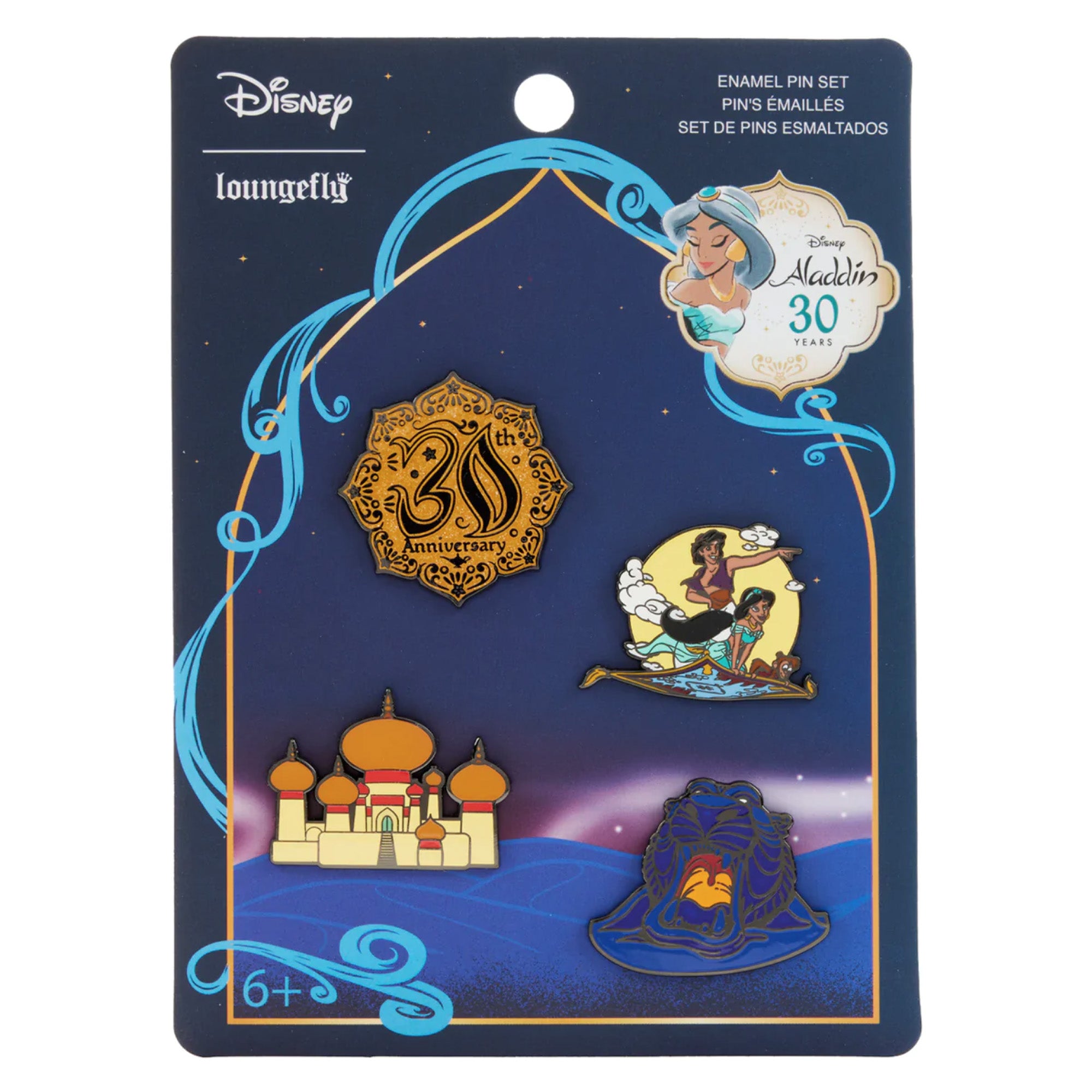 Loungefly Disney Aladdin 30TH Anniversary 4pc Pin Set