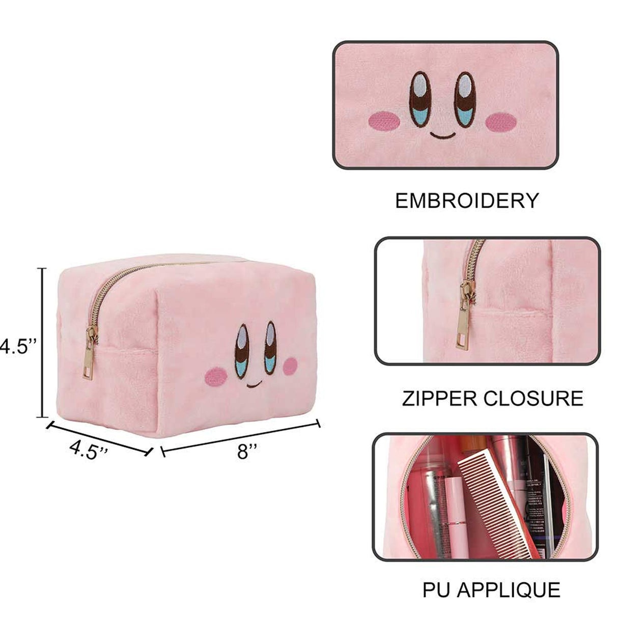 Kirby Plush Travel Cosmetic Bag