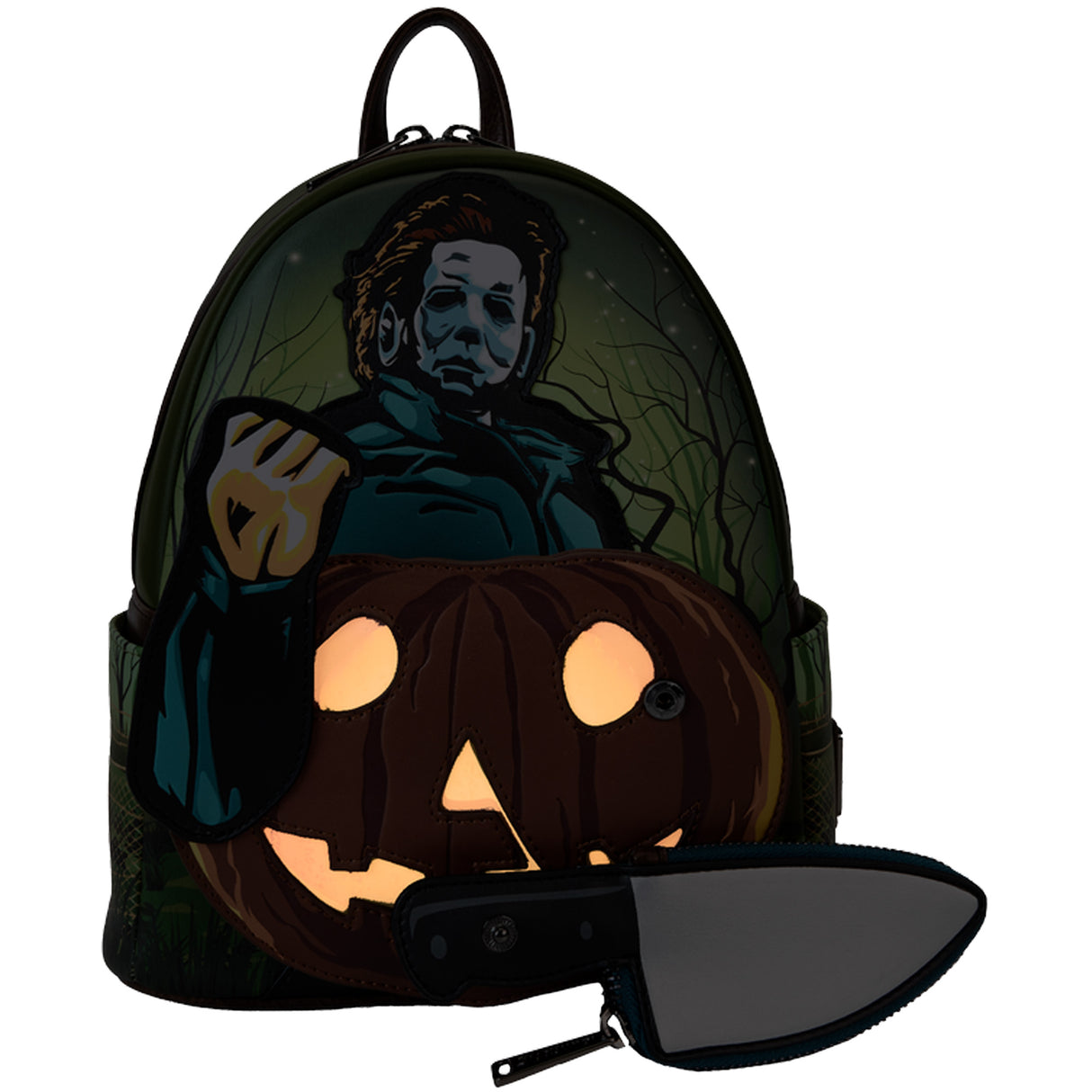 Halloween Michael Myers Pumpkin Glow Mini Backpack With Coin Bag