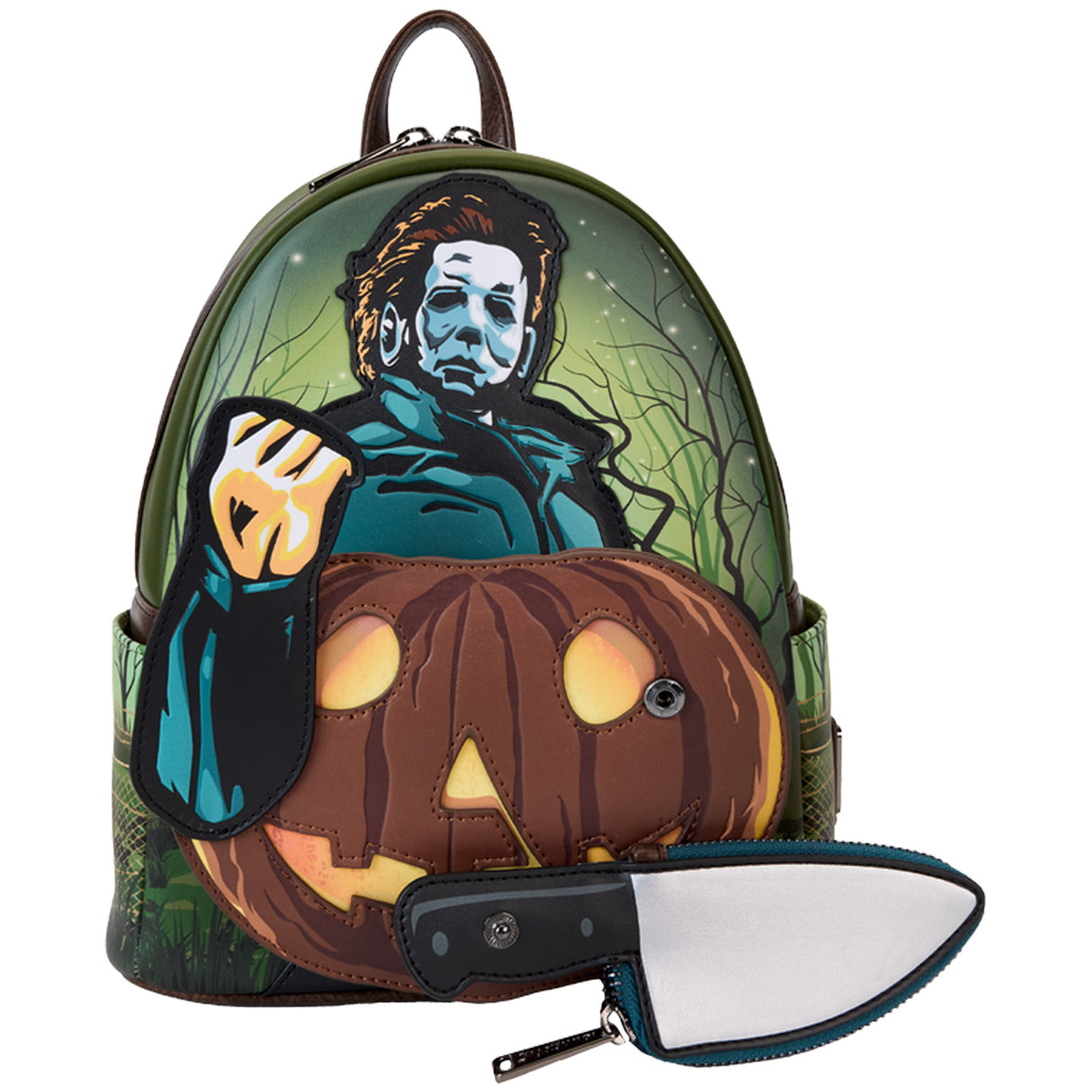 Halloween Michael Myers Pumpkin Glow Mini Backpack With Coin Bag