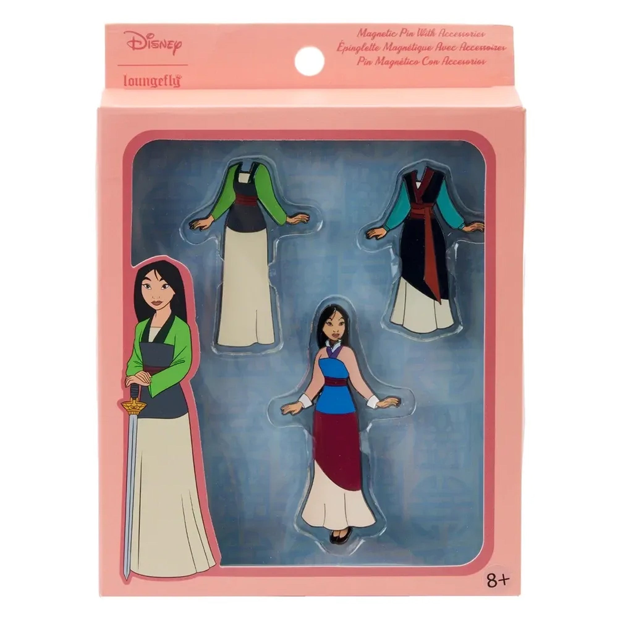 Loungefly Disney Mulan Paper Doll Magnetic Pin Set