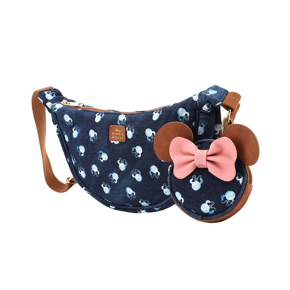 Disney Minnie Mouse Denim Sling Crossbody & Coin Pouch