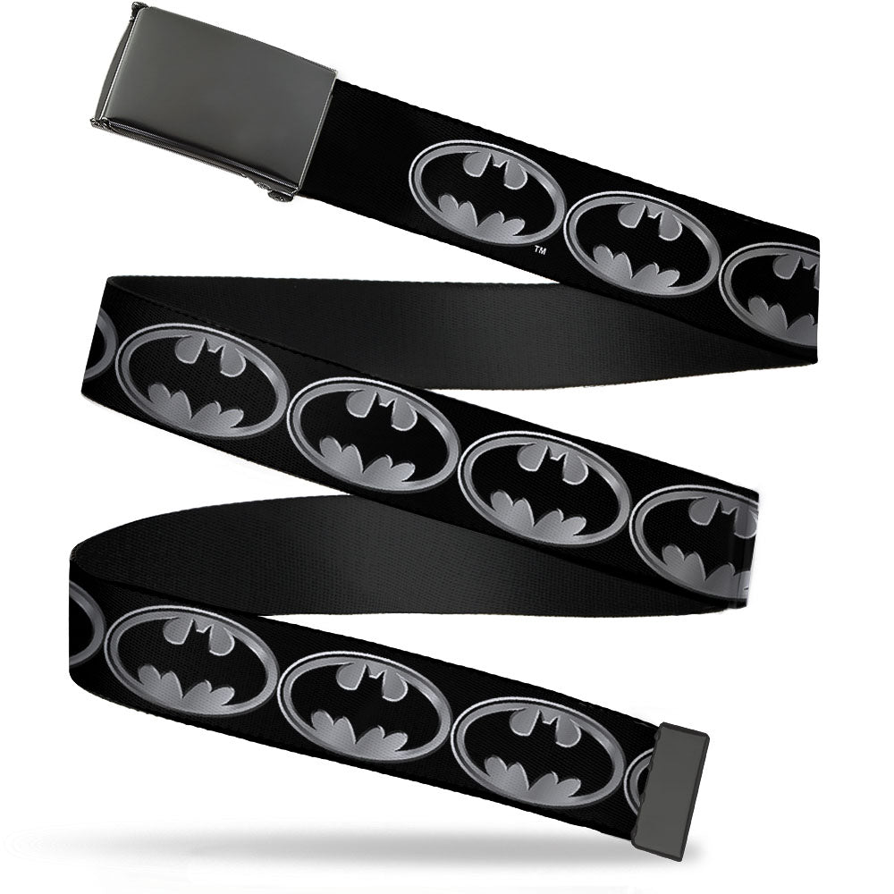 Black Buckle Web Belt - Batman Shield Black/Silver Webbing