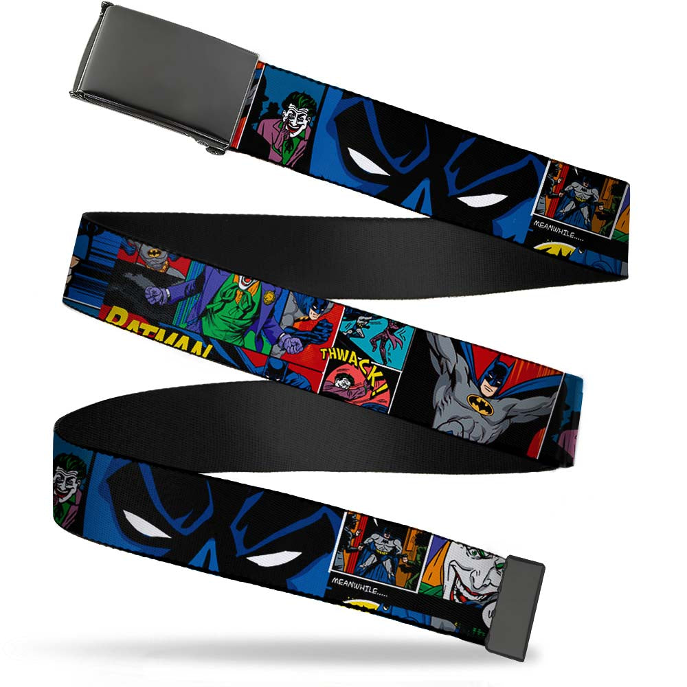 Black Buckle Web Belt - Batman & Joker Comic Strip Webbing