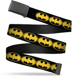 Black Buckle Web Belt - Bat Signal-3 Black/Yellow/Black Webbing