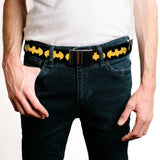 Black Buckle Web Belt - Bat Signal-1 Black/Yellow Webbing