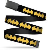 Black Buckle Web Belt - Bat Signal-1 Black/Yellow Webbing