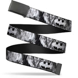 Black Buckle Web Belt - Batman Face/Bat Shield Sketch White/Black Webbing