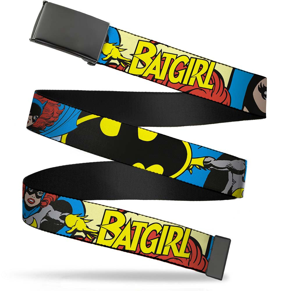 Black Buckle Web Belt - BATGIRL in Action w/Face CLOSE-UP Webbing