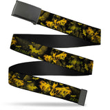 Black Buckle Web Belt - JUSTICE LEAGUE-BATMAN Bats Scattered Black/Yellows Webbing