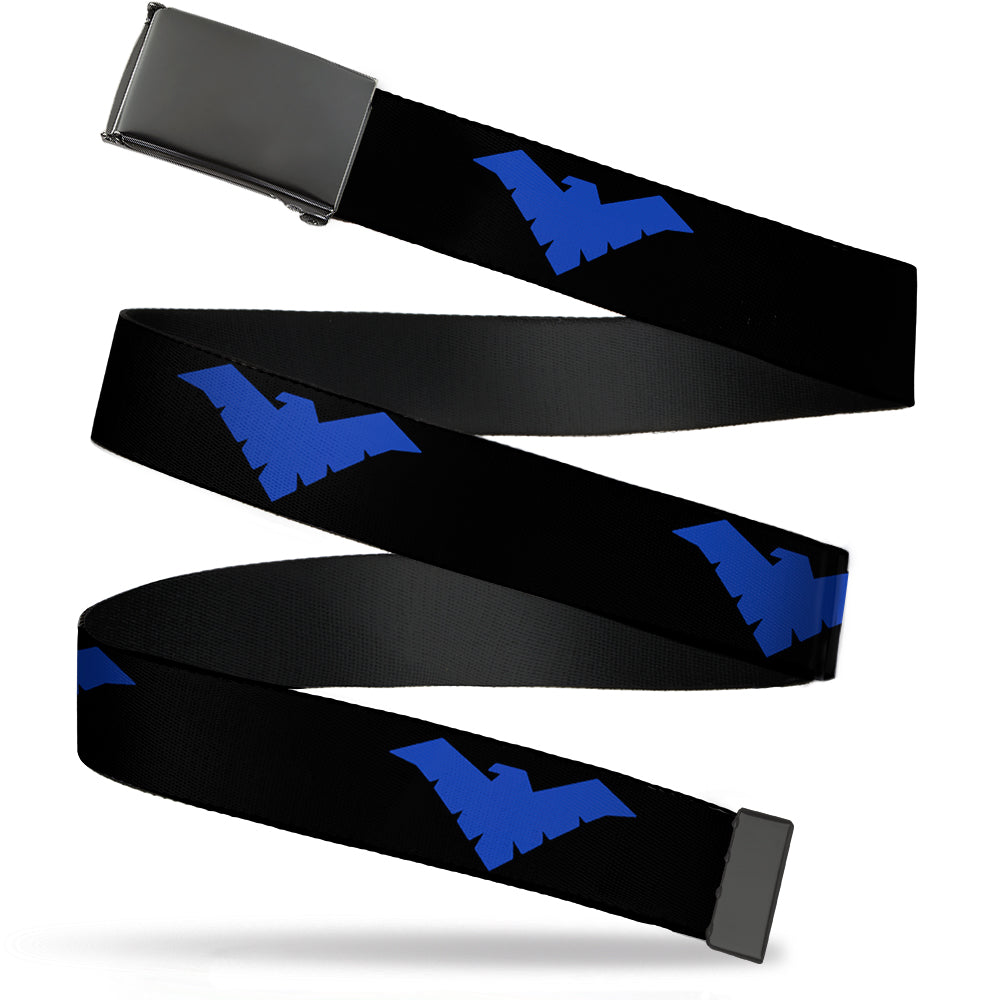 Web Belt Blank Black Buckle - Nightwing Logo Black/Blue Webbing