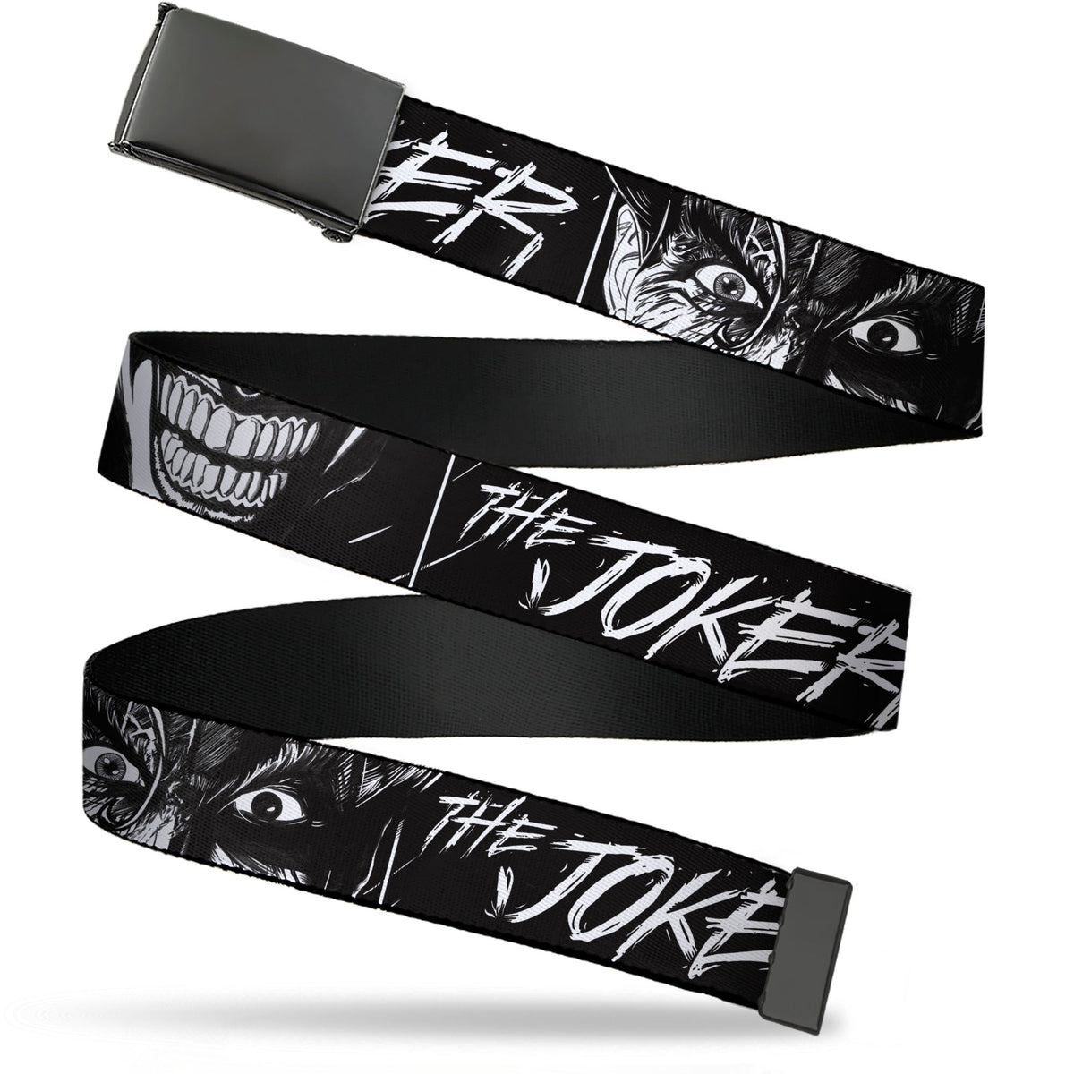 Web Belt Blank Black Buckle - THE JOKER Smiling Eyes Sketch Close-Up B ...