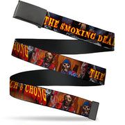 Black Buckle Web Belt - CHEECH & CHONG THE SMOKING DEAD Zombie Pose Red/Yellow Webbing