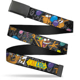 Black Buckle Web Belt - CatDog Party/Balloons/CATDOG Logo Gray/Black/Multi Color Webbing