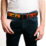 Web Belt Blank Black Buckle - Lion King HAKUNA MATATA Sunset Oranges/Black Webbing