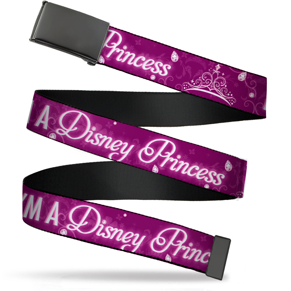 Web Belt Blank Black Buckle - I'M 99.9% SURE I'M A DISNEY PRINCESS Pinks/White Webbing