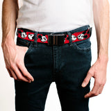 Black Buckle Web Belt - Mickey Mouse Expressions Red/Black/White Webbing