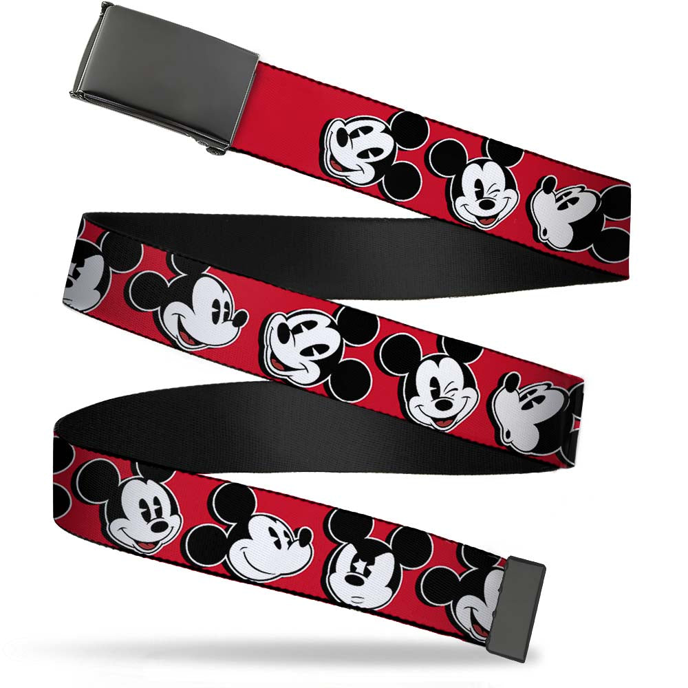 Black Buckle Web Belt - Mickey Mouse Expressions Red/Black/White Webbing