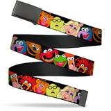 Web Belt Blank Black Buckle - Muppets Faces Black Webbing