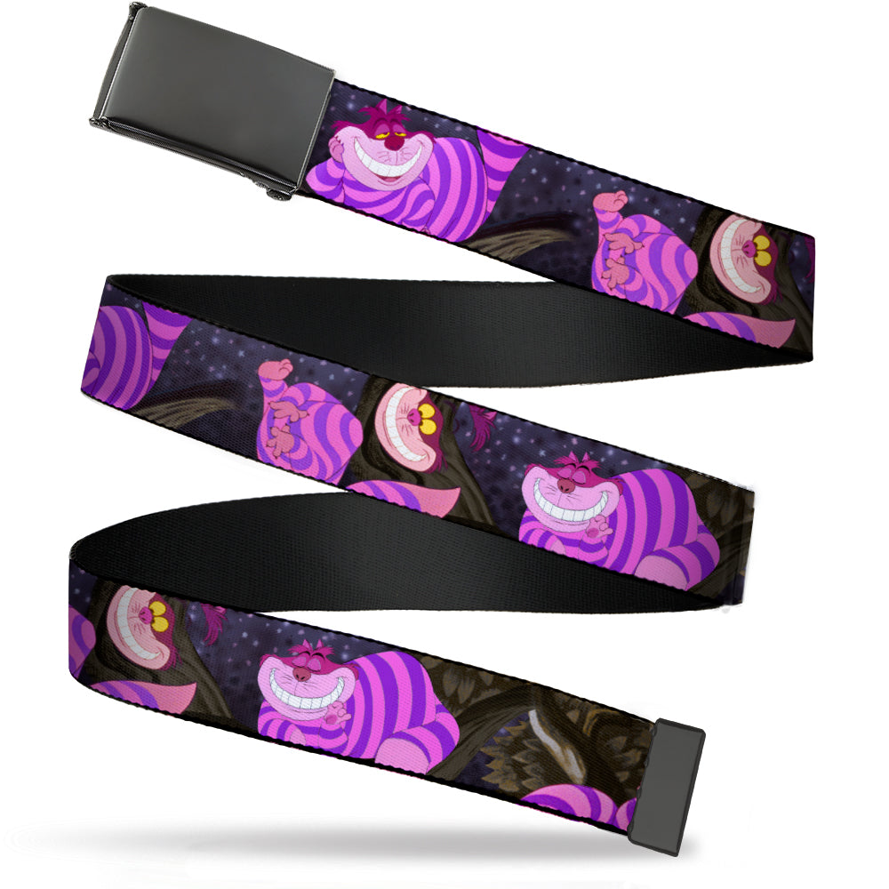 Web Belt Blank Black Buckle - Cheshire Cat Tree Poses Webbing