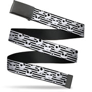 Black Buckle Web Belt - Jack Expressions/Stripe White/Black Webbing