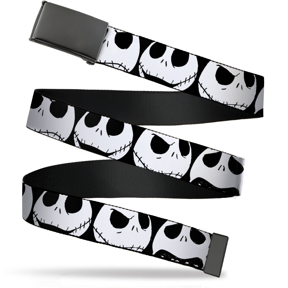 Web Belt Blank Black Buckle - Nightmare Before Christmas 7-Jack Expressions CLOSE-UP Black/White Webbing