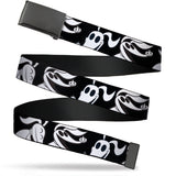 Web Belt Blank Black Buckle - Nightmare Before Christmas Zero Expressions Black/White Webbing