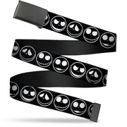 Web Belt Blank Black Buckle - The Nightmare Before Christmas Jack 5-Expressions Black/White Webbing