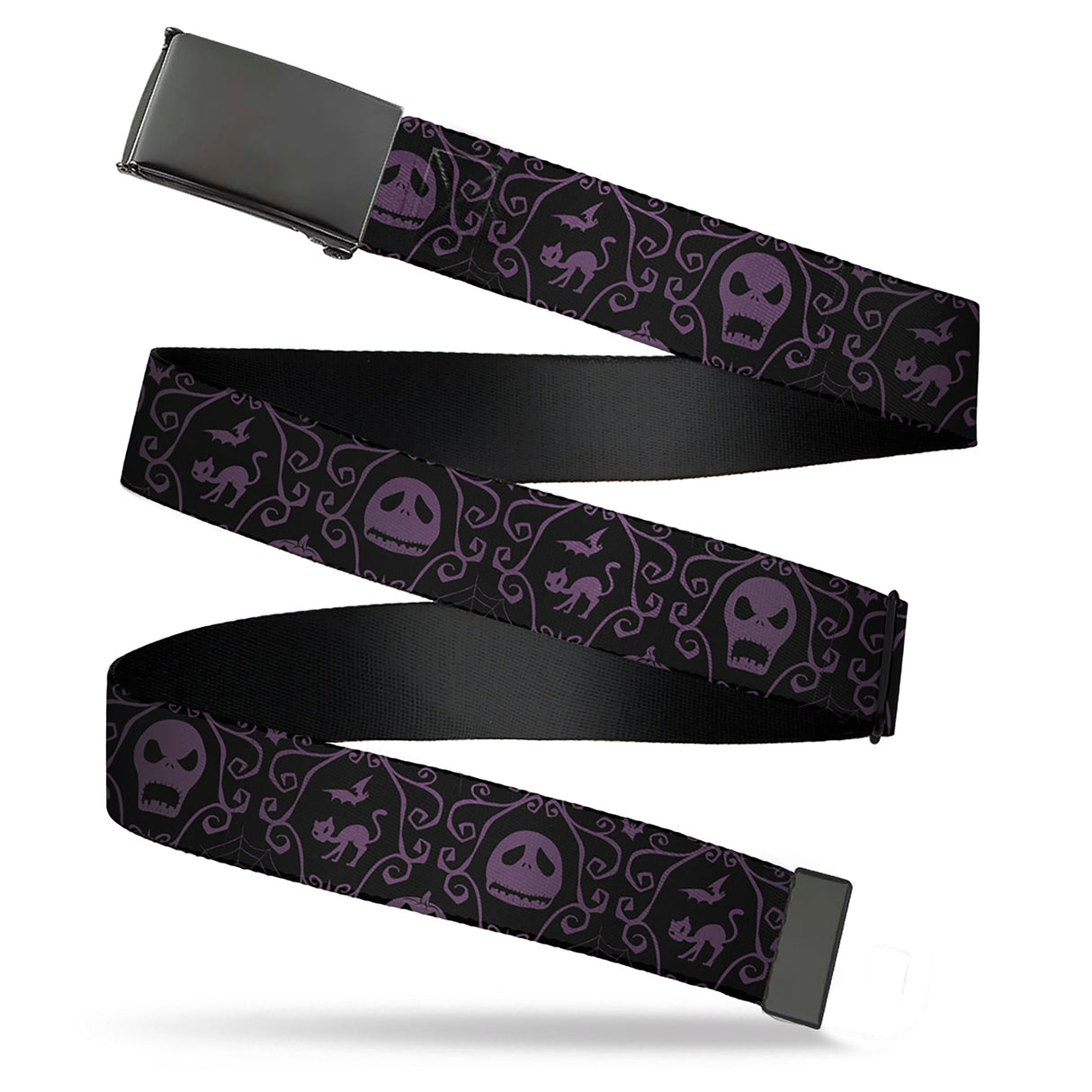 Web Belt Blank Black Buckle - The Nightmare Before Christmas Jack Decorative Cat Black/Purple Webbing