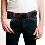 Web Belt Blank Black Buckle - Freddy 4-Poses/Quote Scrawls/Hand Scratching Reds/Black Webbing