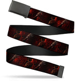 Web Belt Blank Black Buckle - Freddy 4-Poses/Quote Scrawls/Hand Scratching Reds/Black Webbing