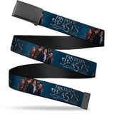 Black Buckle Web Belt - FANTASTIC BEASTS AND WHERE TO FIND THEM 4-Character Pose Blues/Silver/Golds Webbing