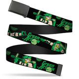 Black Buckle Web Belt - GREEN ARROW Action Poses/Targets Black/Greens Webbing