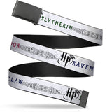 Black Buckle Web Belt - Harry Potter GRYFFINDOR/RAVENCLAW/SLYTHERIN White/Black Webbing