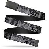 Black Buckle Web Belt - Harry Potter UNDESIRABLE NO 1 White/Black Webbing