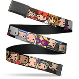 Web Belt Blank Black Buckle - Harry Potter Chibi Charm Character Faces Close-Up Webbing