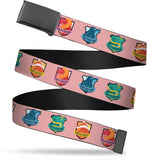 Web Belt Blank Black Buckle - Harry Potter Team Spirit House Icons Pinks Webbing