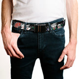 Web Belt Blank Black Buckle - The Joker Pose/Cards/HAHAHAHA Black/Gray Webbing