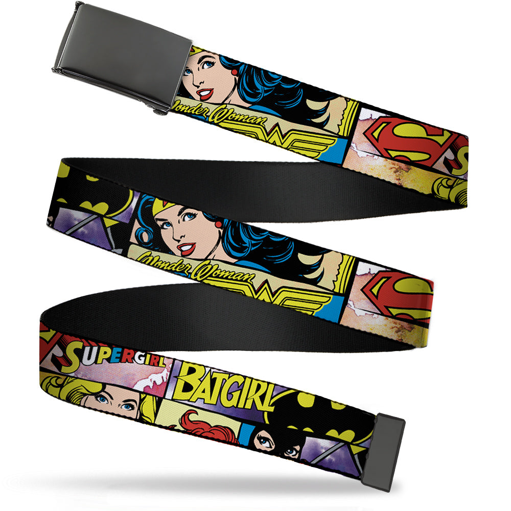 Web Belt Blank Black Buckle - Superheroines Wonder Woman/Supergirl/Batgirl Webbing