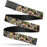 Web Belt Blank Black Buckle - Looney Tunes 6-Character Stacked Collage4 Webbing