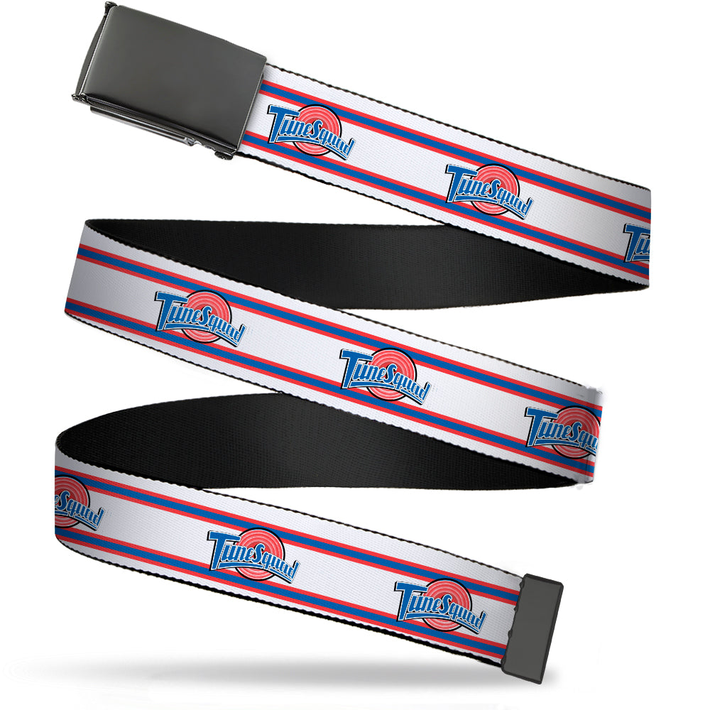 Black Buckle Web Belt - Space Jam TUNE SQUAD Logo Stripe White/Red/Blu ...