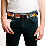 Web Belt Blank Black Buckle - ROAD RUNNER w/Road Runner Poses Orange Webbing